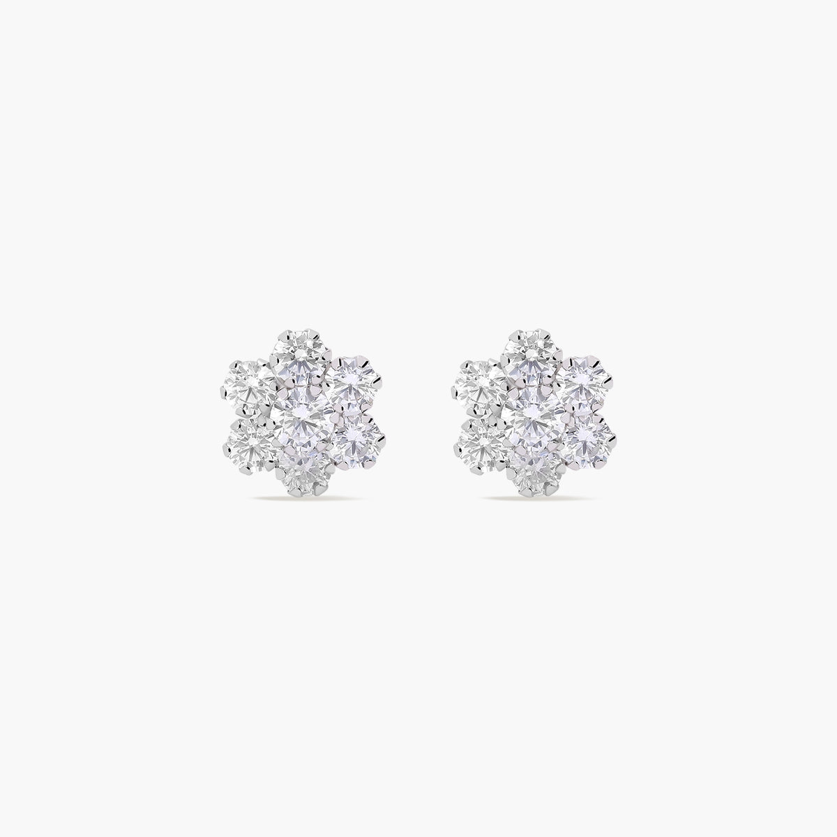 Pendientes de oro blanco 18K circonitas 7 mm