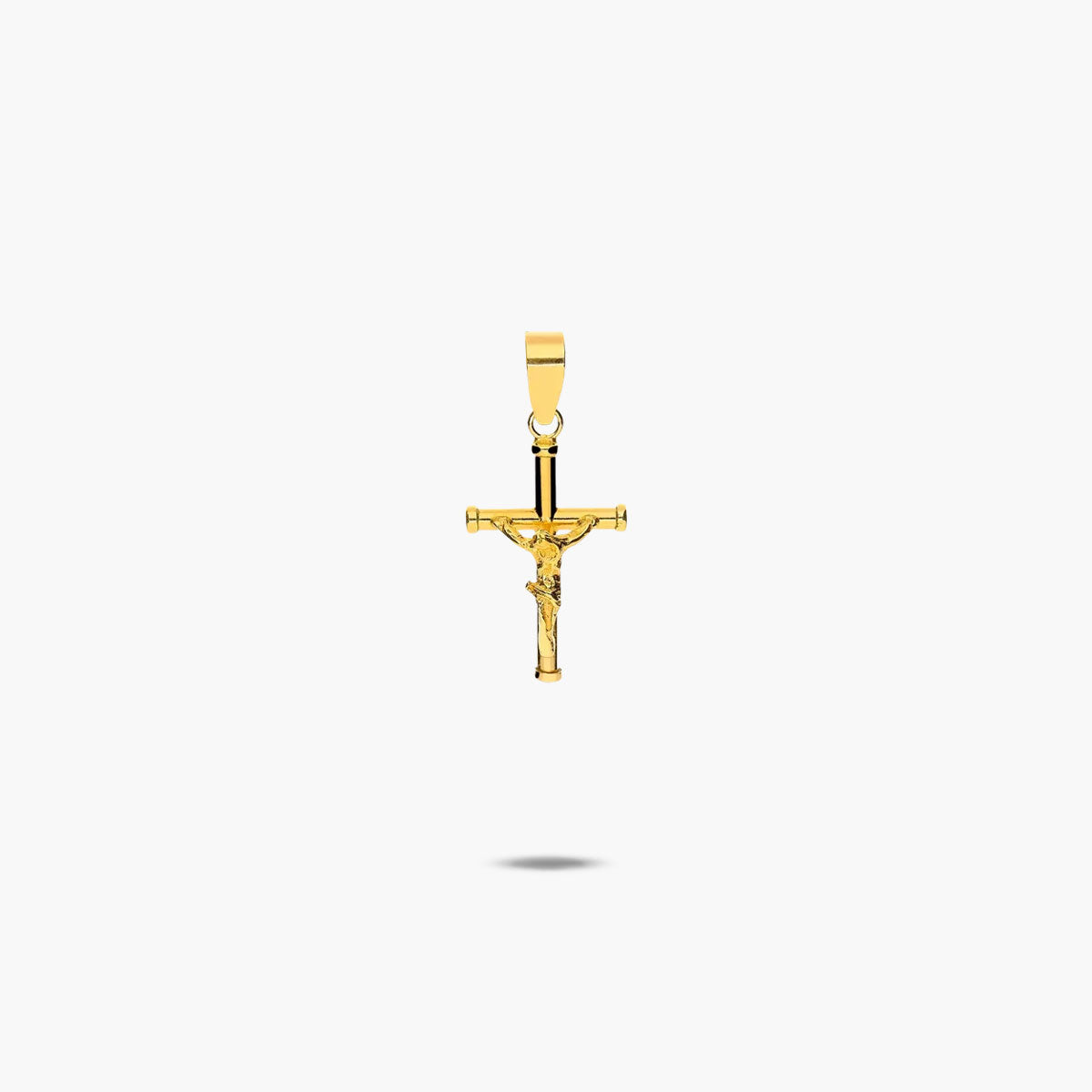 Cruz Cristo palo redondo de oro 18K 14 mm