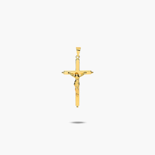 Cruz Cristo plana de oro 18K 30 mm