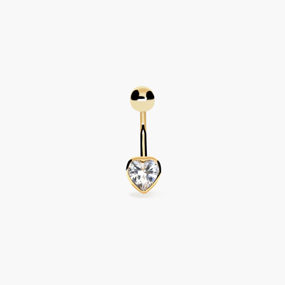 Piercing de ombligo de oro 18K circonita corazón 19 mm