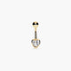 Piercing de ombligo de oro 18K circonita corazón 19 mm