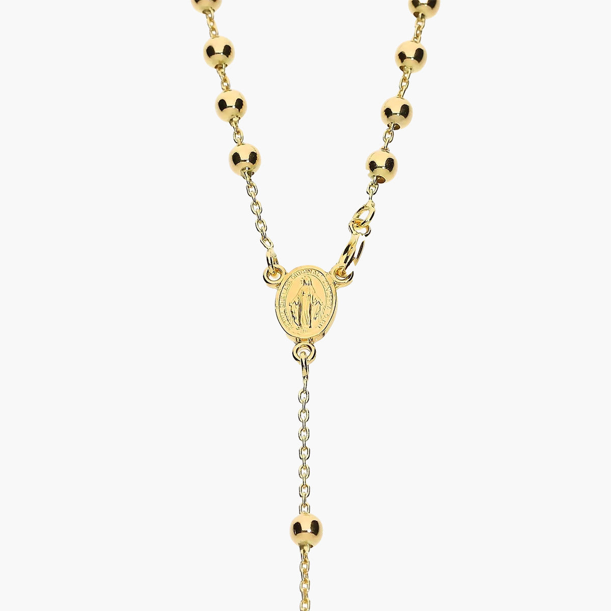 Rosario de oro 18K con medalla y cruz 42 cm