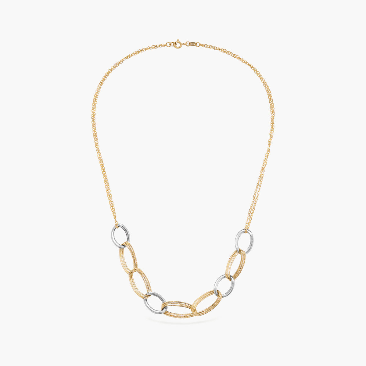 Gargantilla de oro bicolor 18K 45 cm anillas
