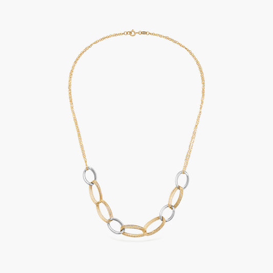 Gargantilla de oro bicolor 18K 45 cm anillas