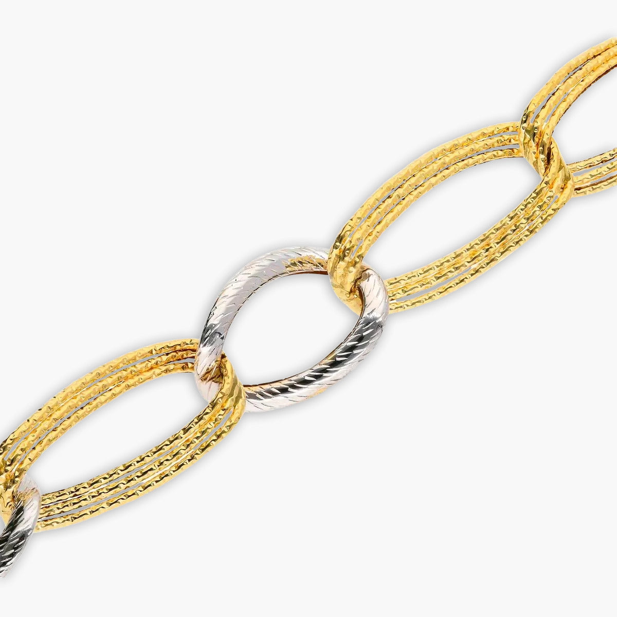 Gargantilla de oro bicolor 18K 45 cm anillas