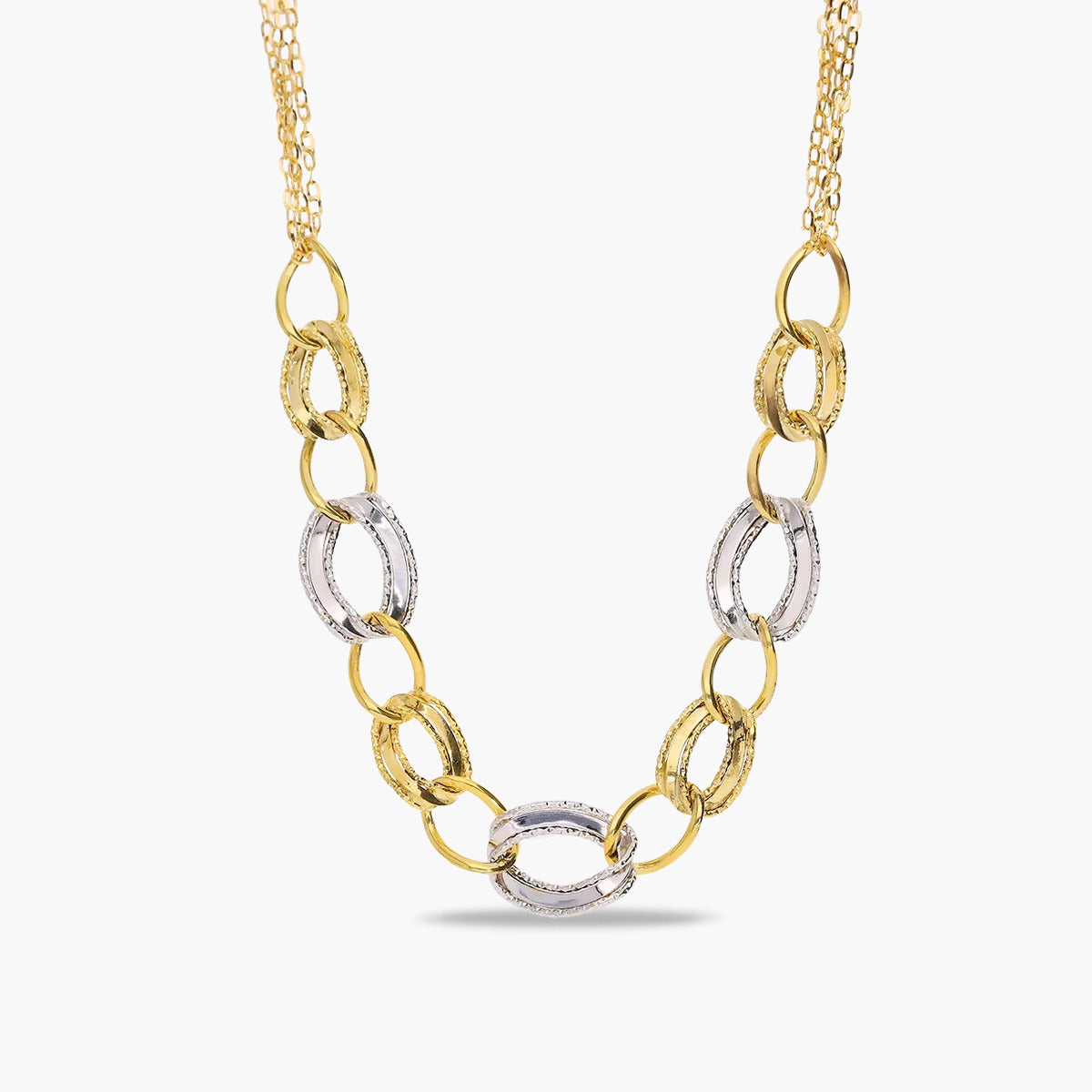 Gargantilla de oro bicolor 18K 45 cm anillas