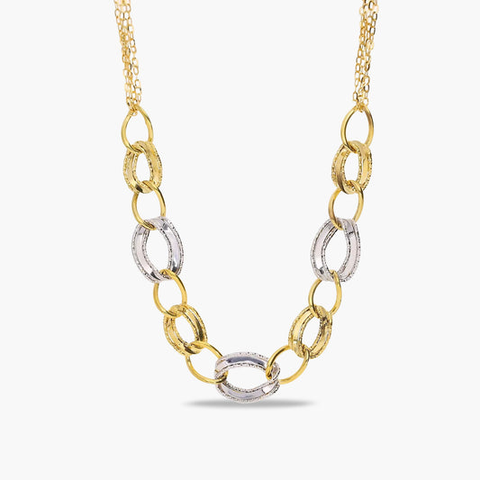 Gargantilla de oro bicolor 18K 45 cm anillas