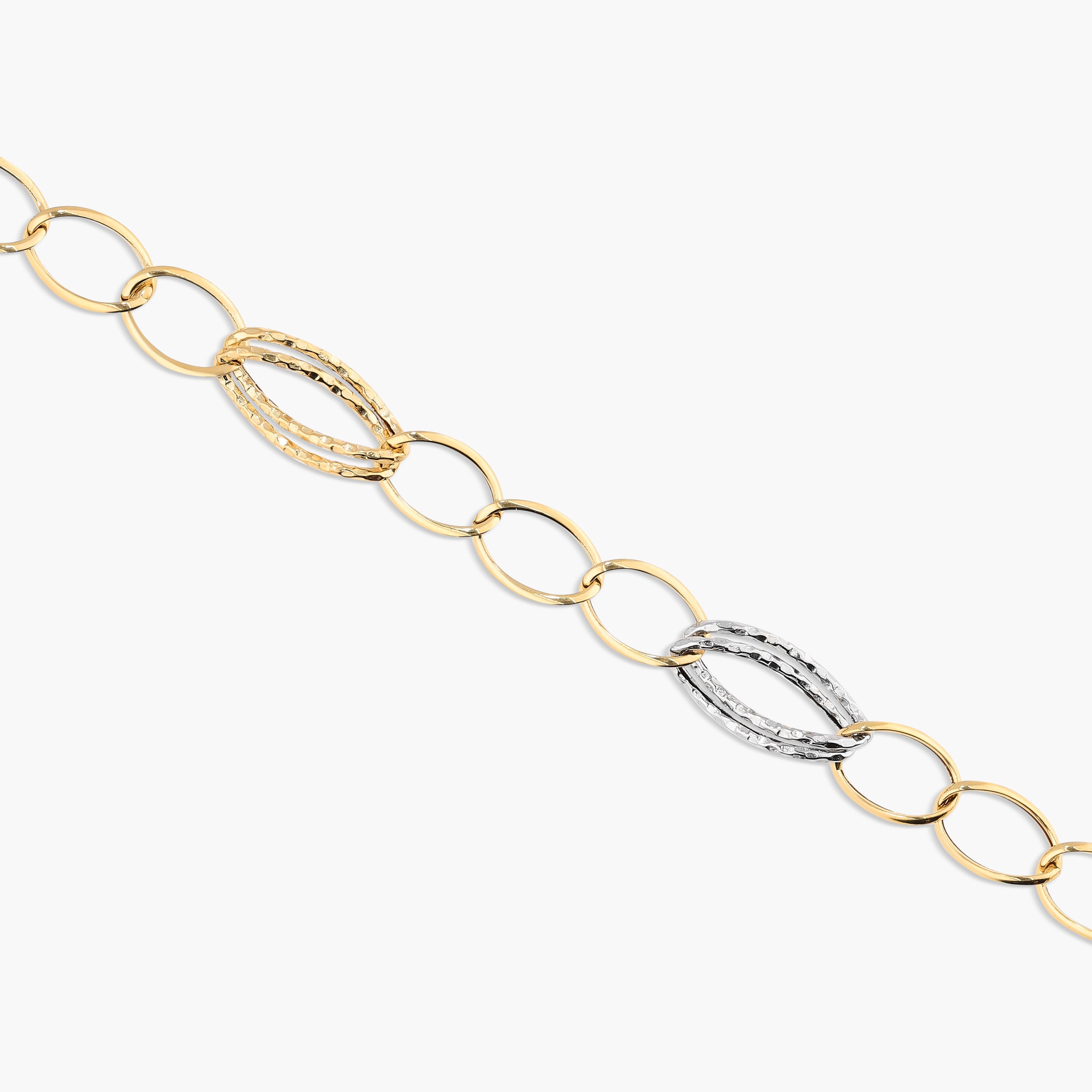 Gargantilla de oro bicolor 18K 45 cm anillas