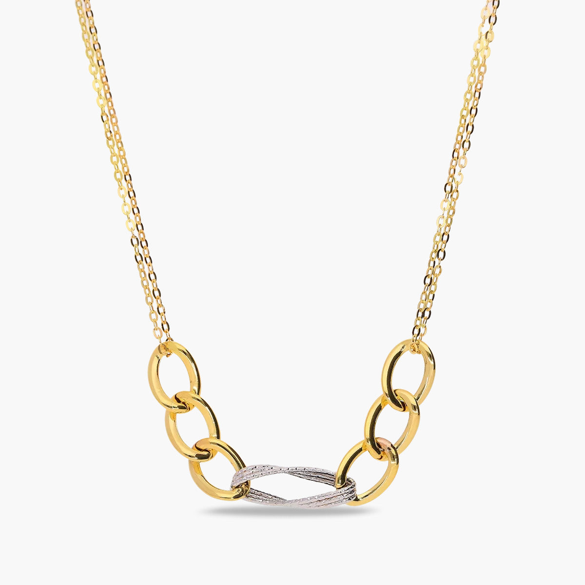 Gargantilla de oro bicolor 18K 45 cm anillas