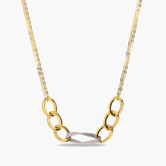 Gargantilla de oro bicolor 18K 45 cm anillas