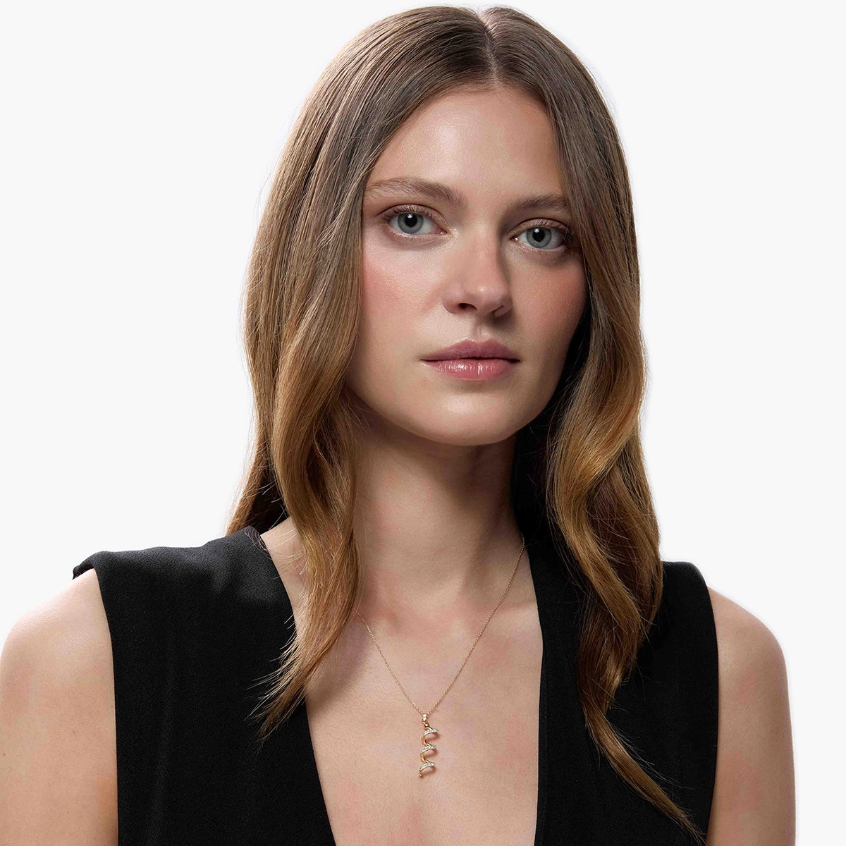 Collar espiral de oro bicolor 18K 30 mm