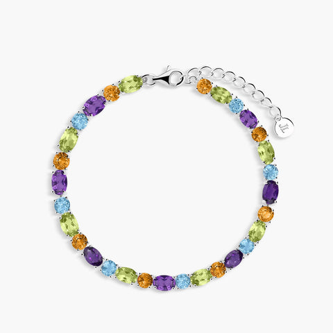 Pulsera de plata 1ª ley citrino, amatista, topacio y peridoto 18-20 cm PRISM