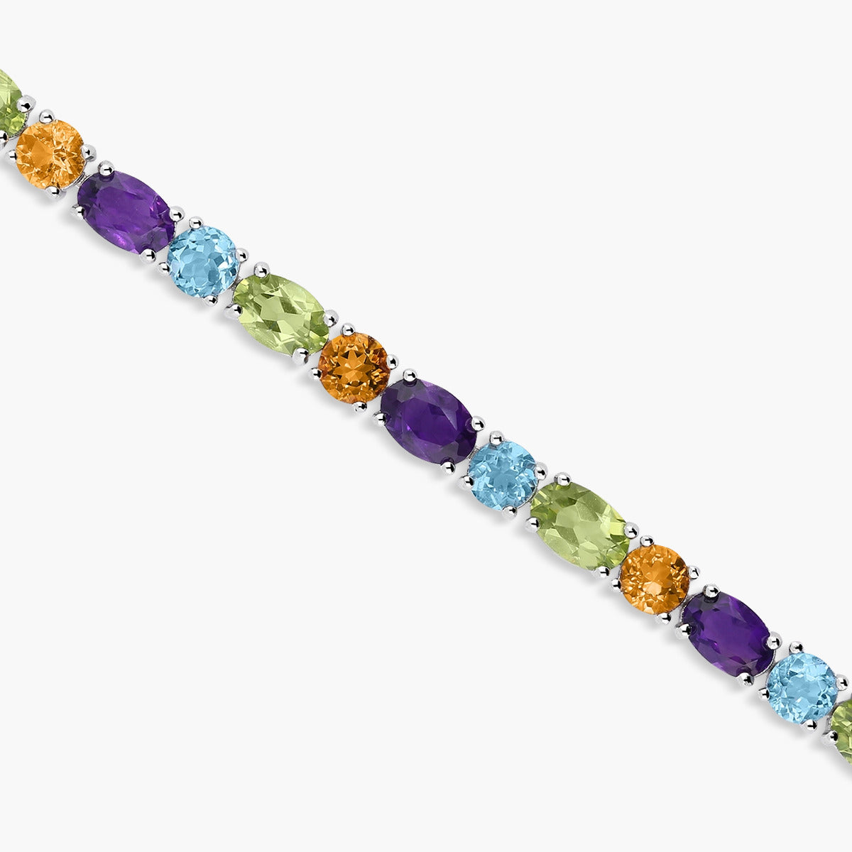 Pulsera de plata 1ª ley citrino, amatista, topacio y peridoto 18-20 cm PRISM