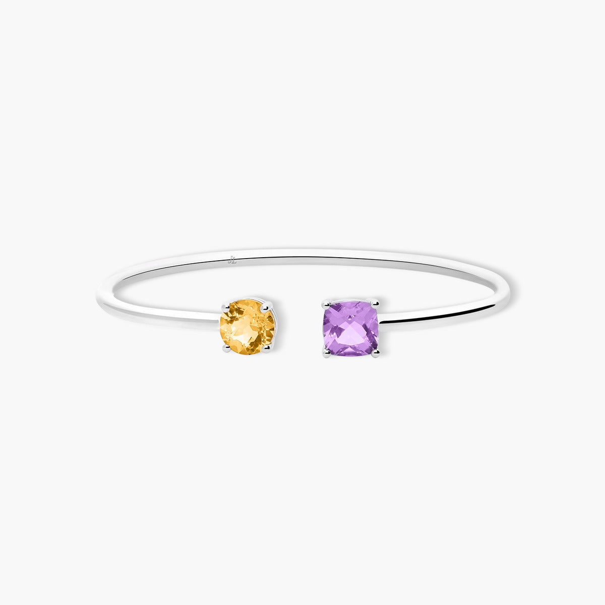 Pulsera rígida de plata 1ª ley amatista y citrino 48x58 mm PRISM
