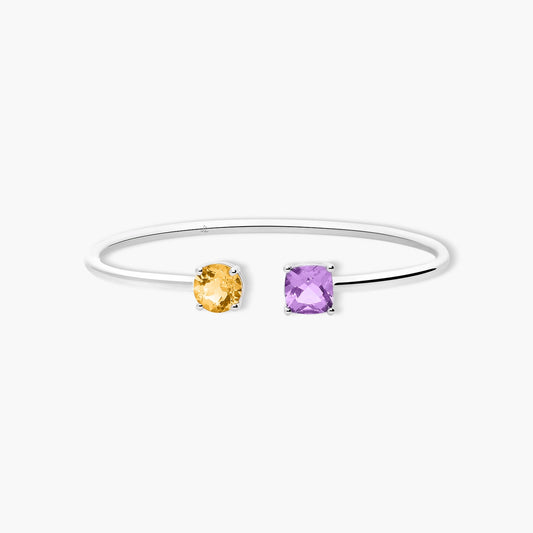 Pulsera rígida de plata 1ª ley amatista y citrino 48x58 mm PRISM