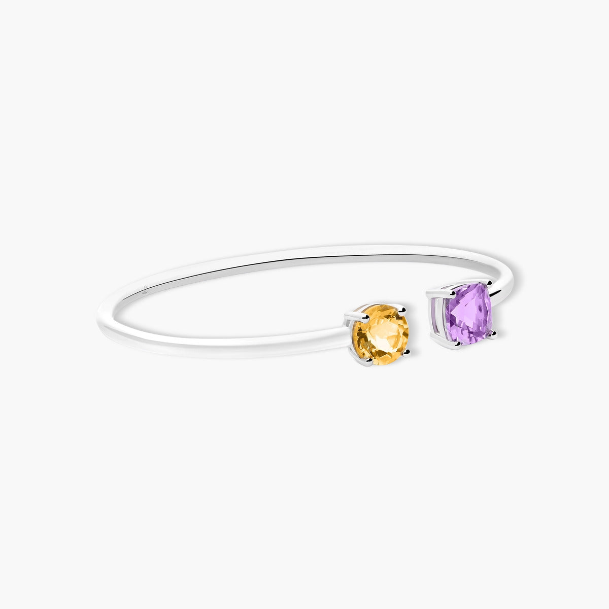 Pulsera rígida de plata 1ª ley amatista y citrino 48x58 mm PRISM