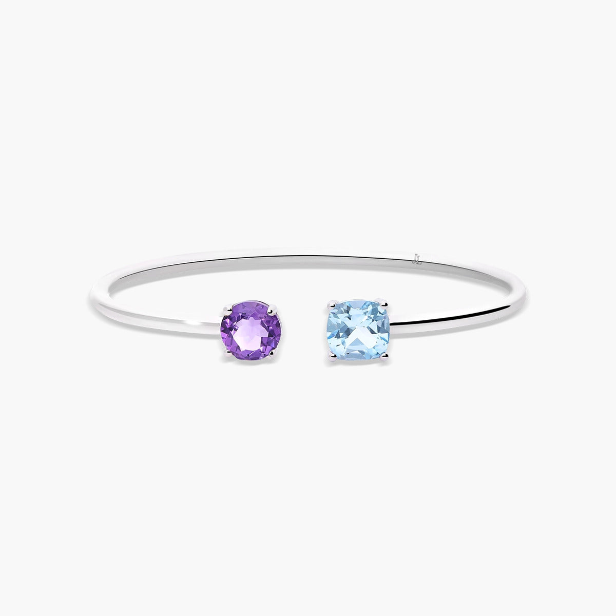 Pulsera rígida de plata 1ª ley topacio y amatista 48x58 mm PRISM