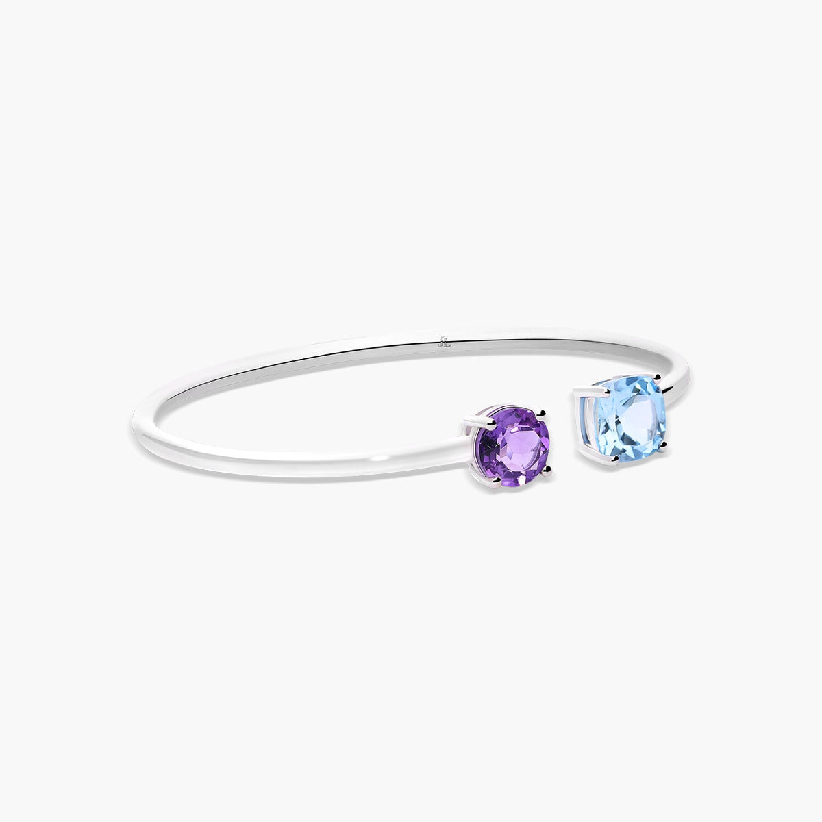 Pulsera rígida de plata 1ª ley topacio y amatista 48x58 mm PRISM