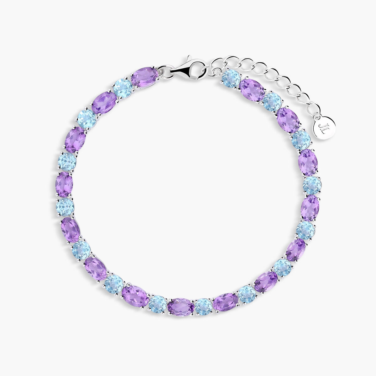 Pulsera de plata 1ª ley amatista y topacio 18-20 cm PRISM