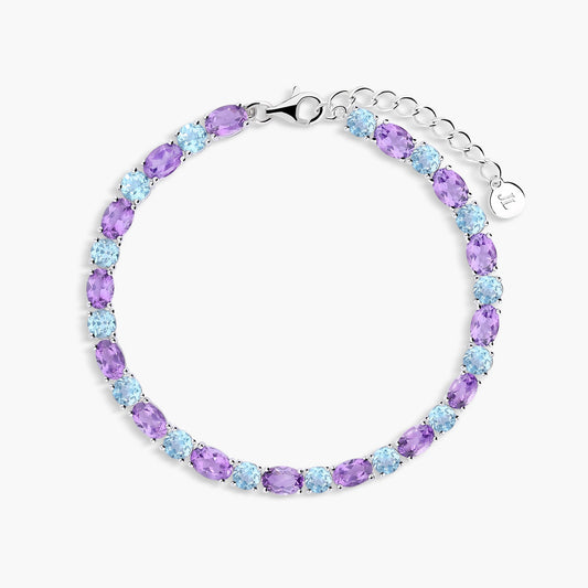 Pulsera de plata 1ª ley amatista y topacio 18-20 cm PRISM