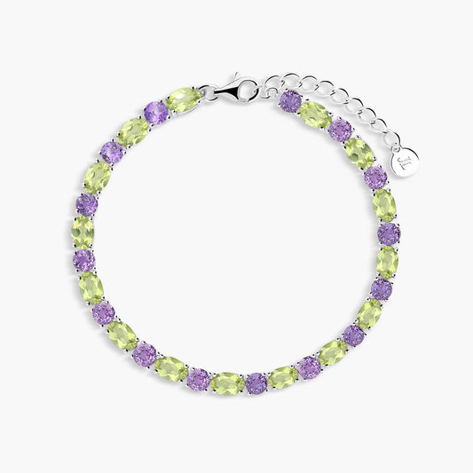 Pulsera de plata 1ª ley peridoto y amatista 18-20 cm PRISM