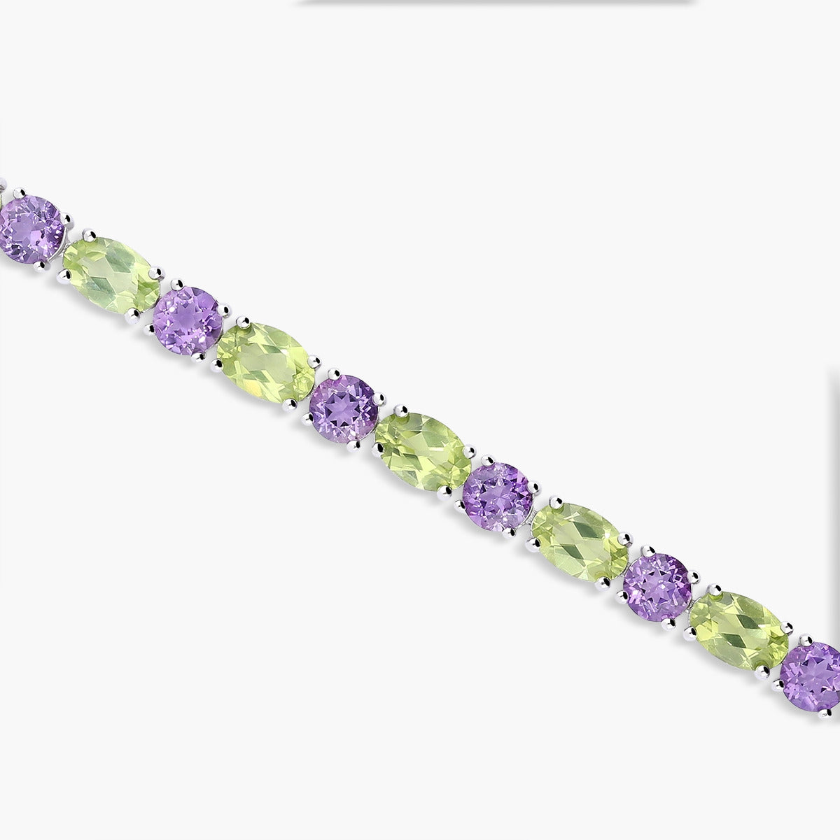 Pulsera de plata 1ª ley peridoto y amatista 18-20 cm PRISM