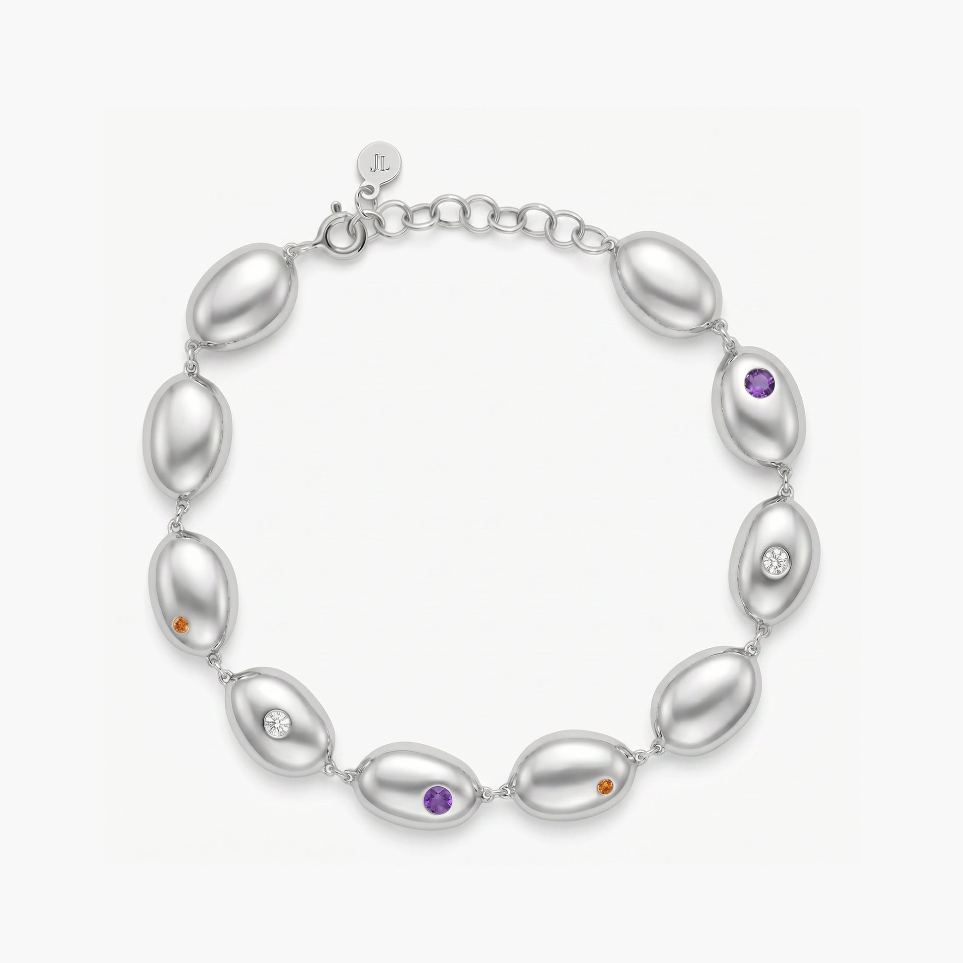 Pulsera con formas irregulares de plata 1ª ley amatista, topacio y citrino 16-19 cm BLOWN