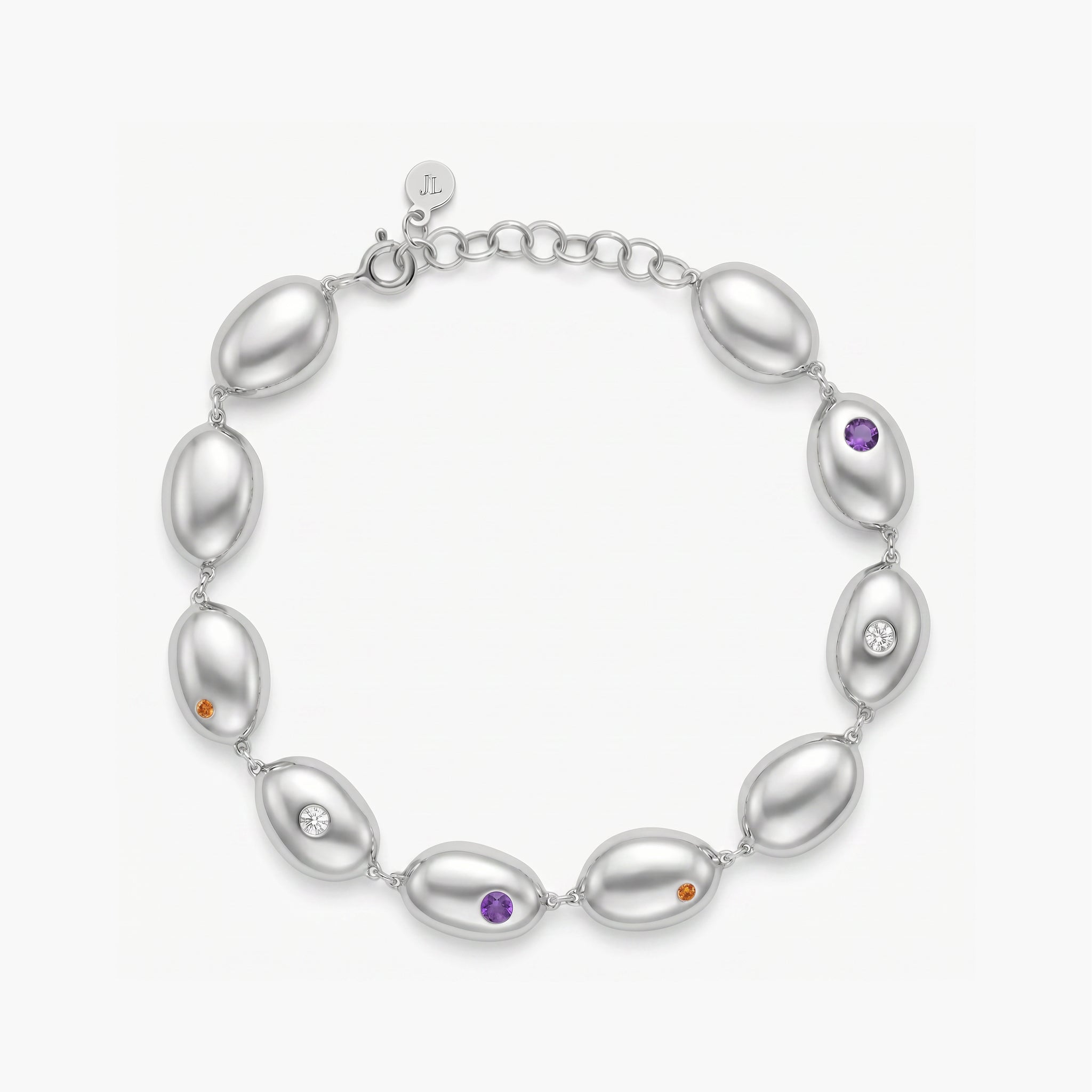 Pulsera con formas irregulares de plata 1ª ley amatista, topacio y citrino 16-19 cm BLOWN