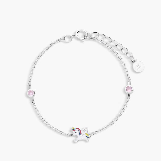 Pulsera de plata 1ª ley cirocnitas rosa unicornio 14-16 cm