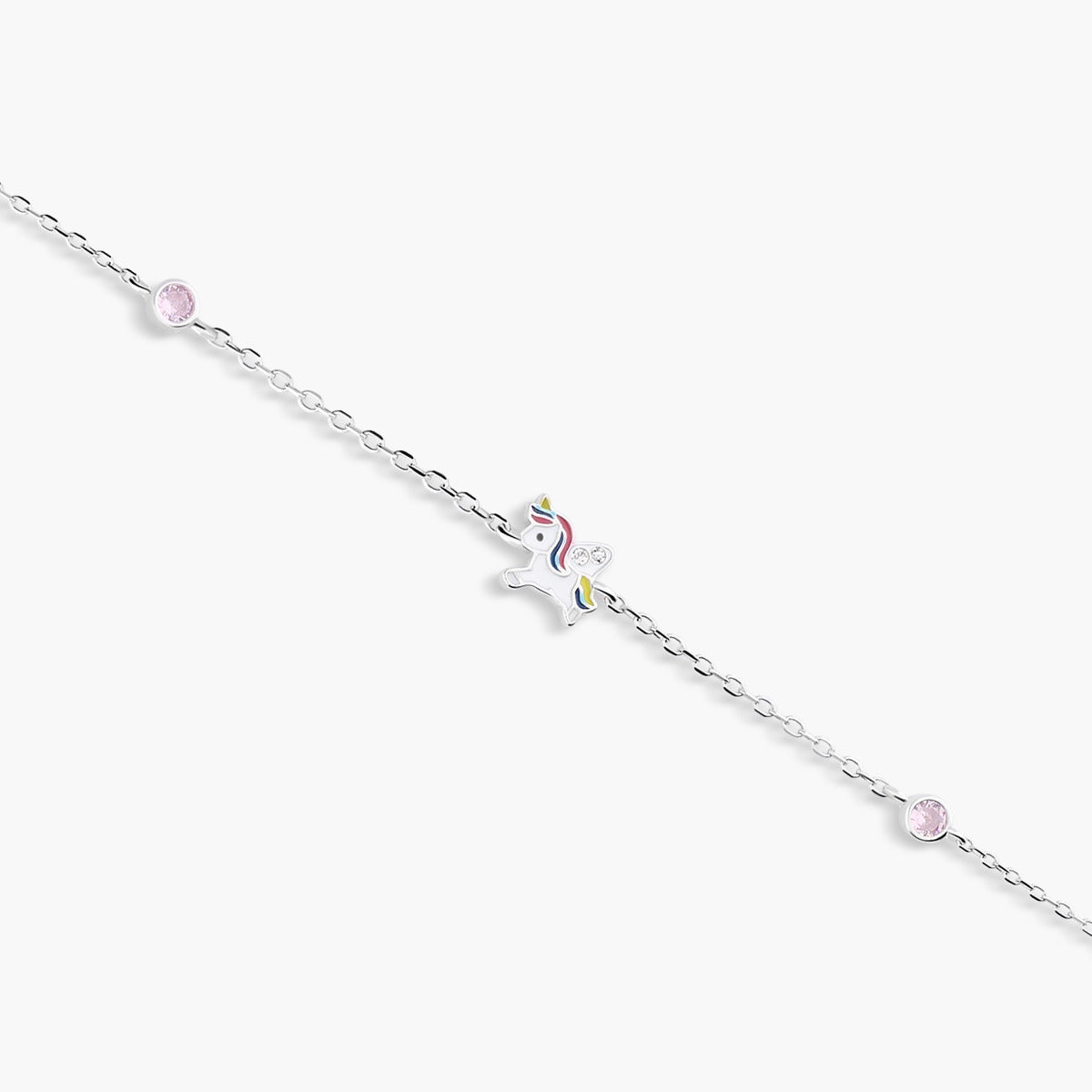 Pulsera de plata 1ª ley cirocnitas rosa unicornio 14-16 cm