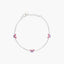 Pulsera infantil de plata 1ª ley circonitas mariposas rosa y violeta 14-16 cm