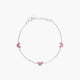 Pulsera infantil de plata 1ª ley circonitas mariposas rosa y violeta 14-16 cm