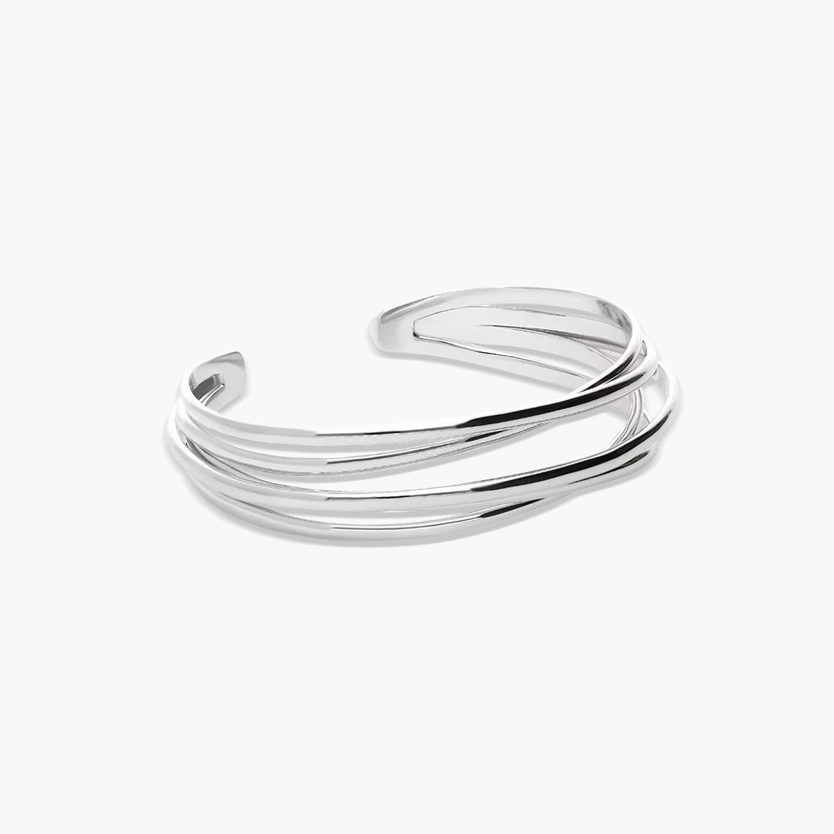 Pulsera rígida enlazada de plata 1ª ley abierta 57x62 mm