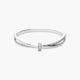 Pulsera rígida enlazada de plata 1ª ley circonitas 62x50 mm