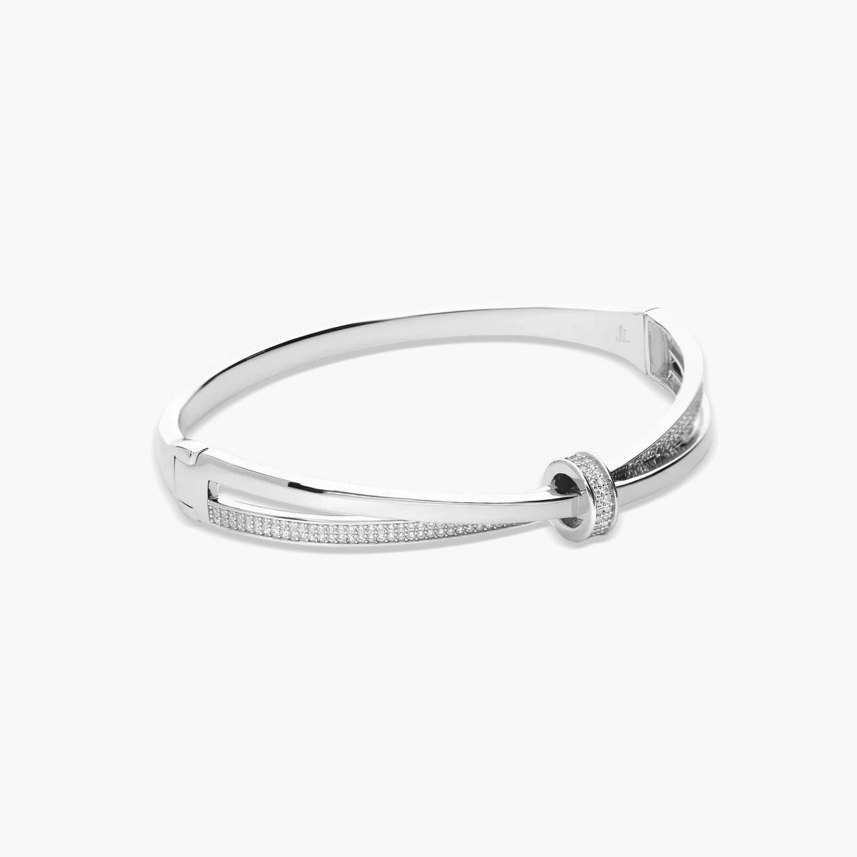 Pulsera rígida enlazada de plata 1ª ley circonitas 62x50 mm