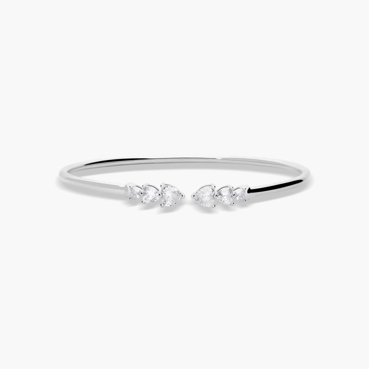 Pulsera rígida corazones de plata 1ª ley circonitas 52x60 mm FANCY LOVE