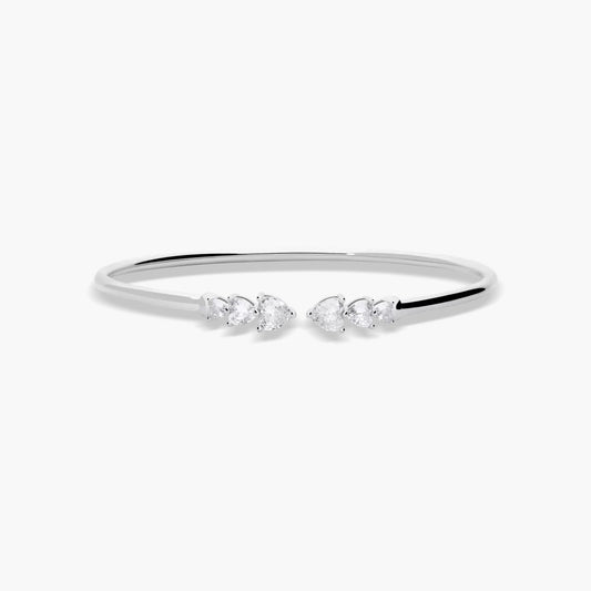 Pulsera rígida corazones de plata 1ª ley circonitas 52x60 mm FANCY LOVE