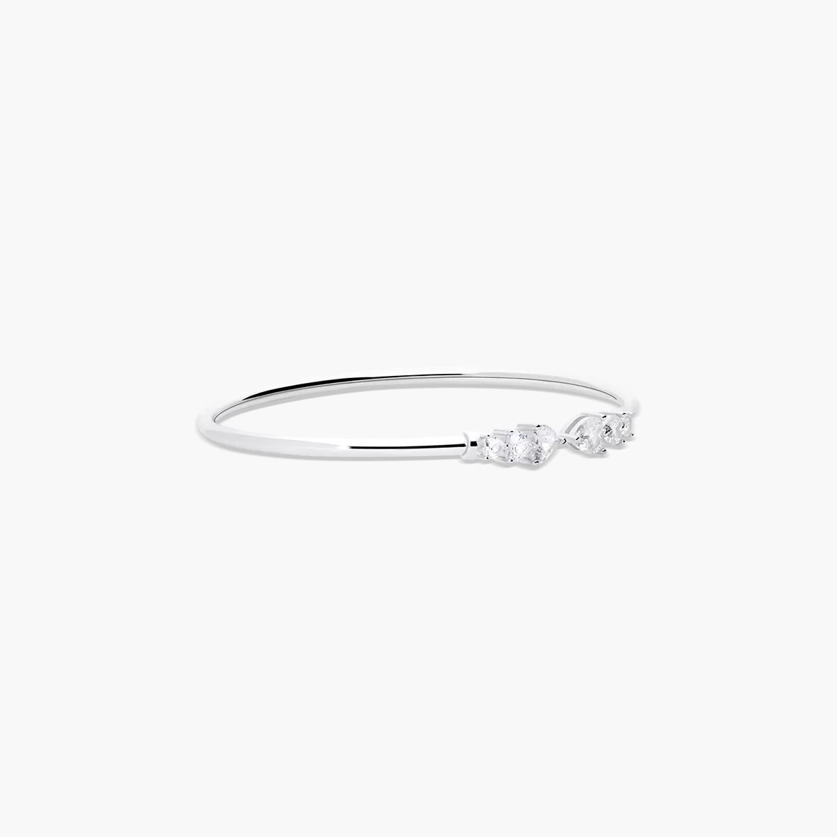 Pulsera rígida corazones de plata 1ª ley circonitas 52x60 mm FANCY LOVE