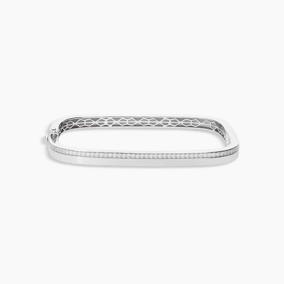 Pulsera rígida forma rectangular de plata 1ª ley circonitas 50x60 mm