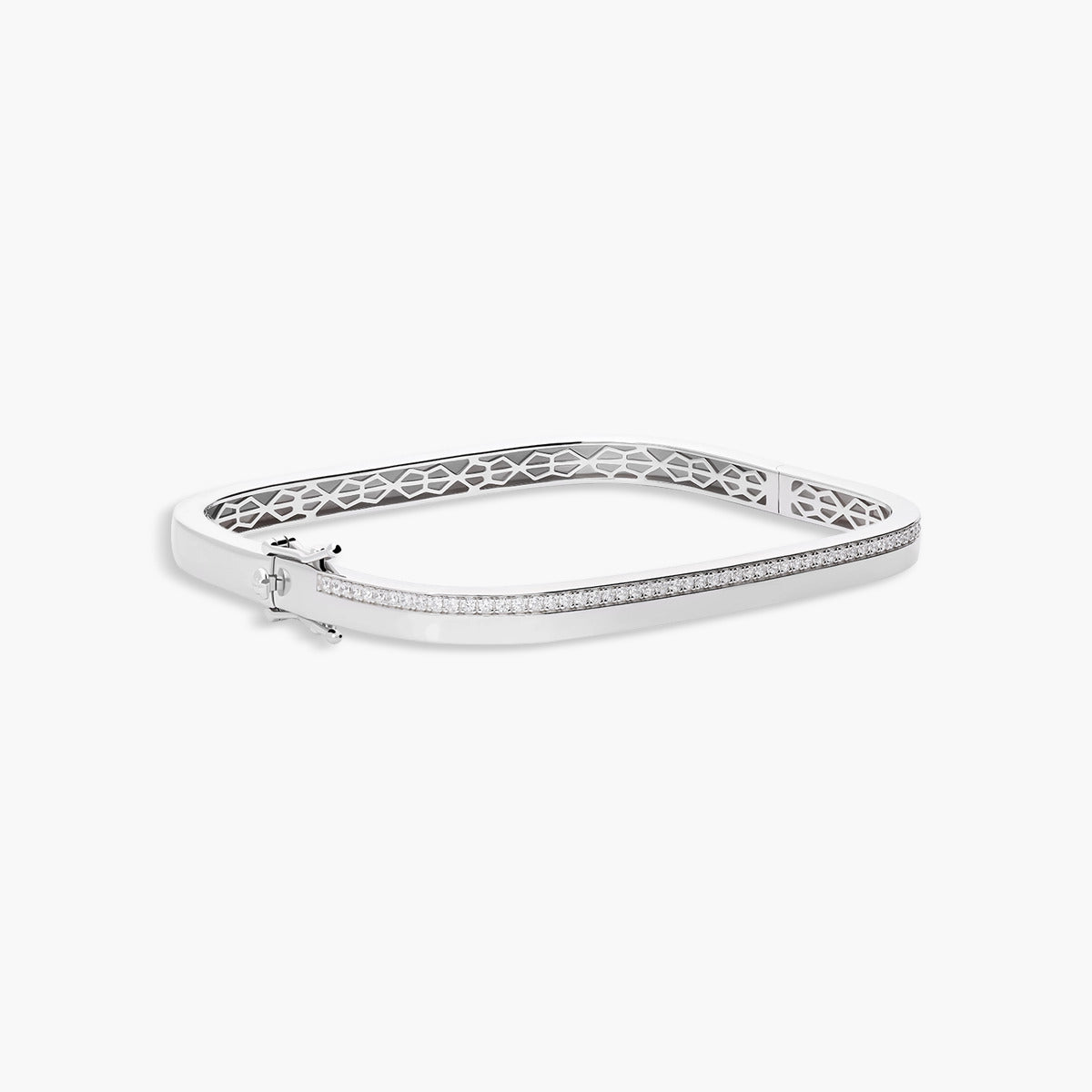 Pulsera rígida forma rectangular de plata 1ª ley circonitas 50x60 mm