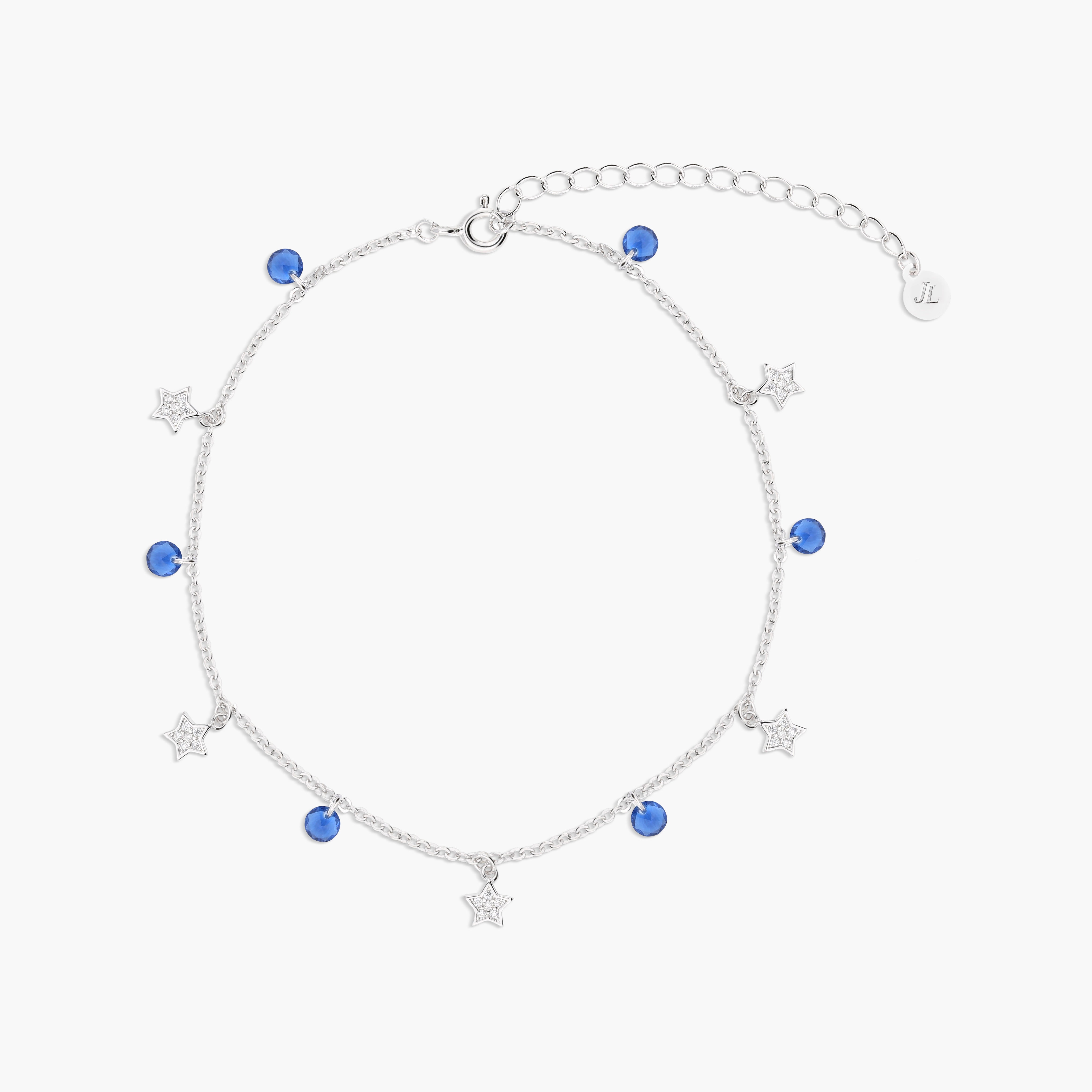 Tobillera estrellas de plata 1ª ley 22 cm