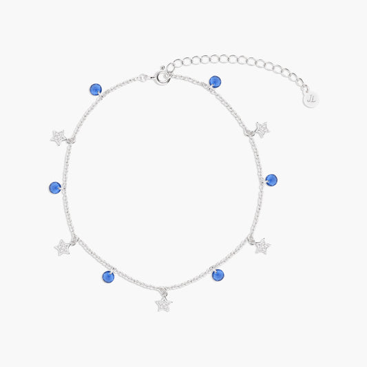 Tobillera estrellas de plata 1ª ley 22 cm