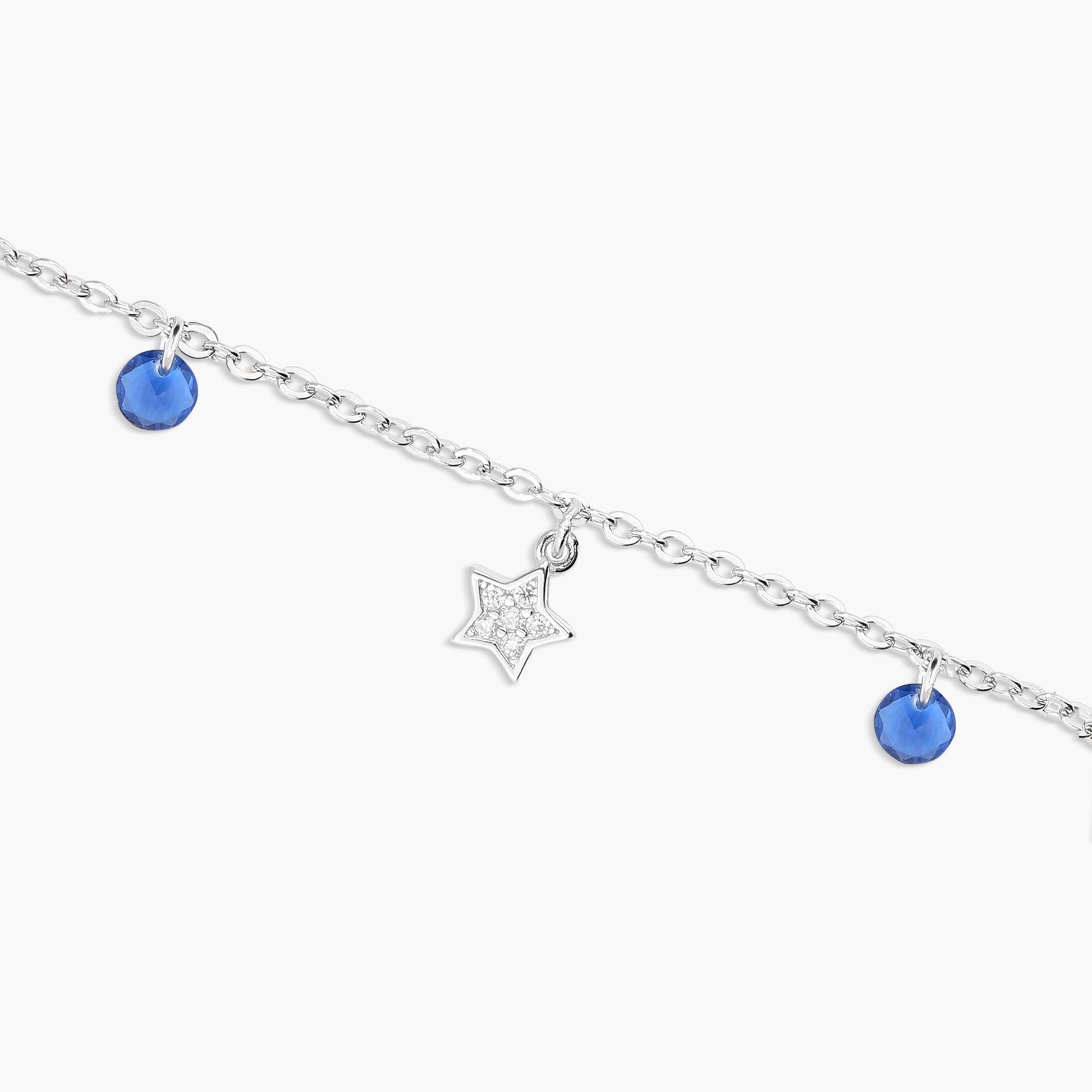 Tobillera estrellas de plata 1ª ley 22 cm