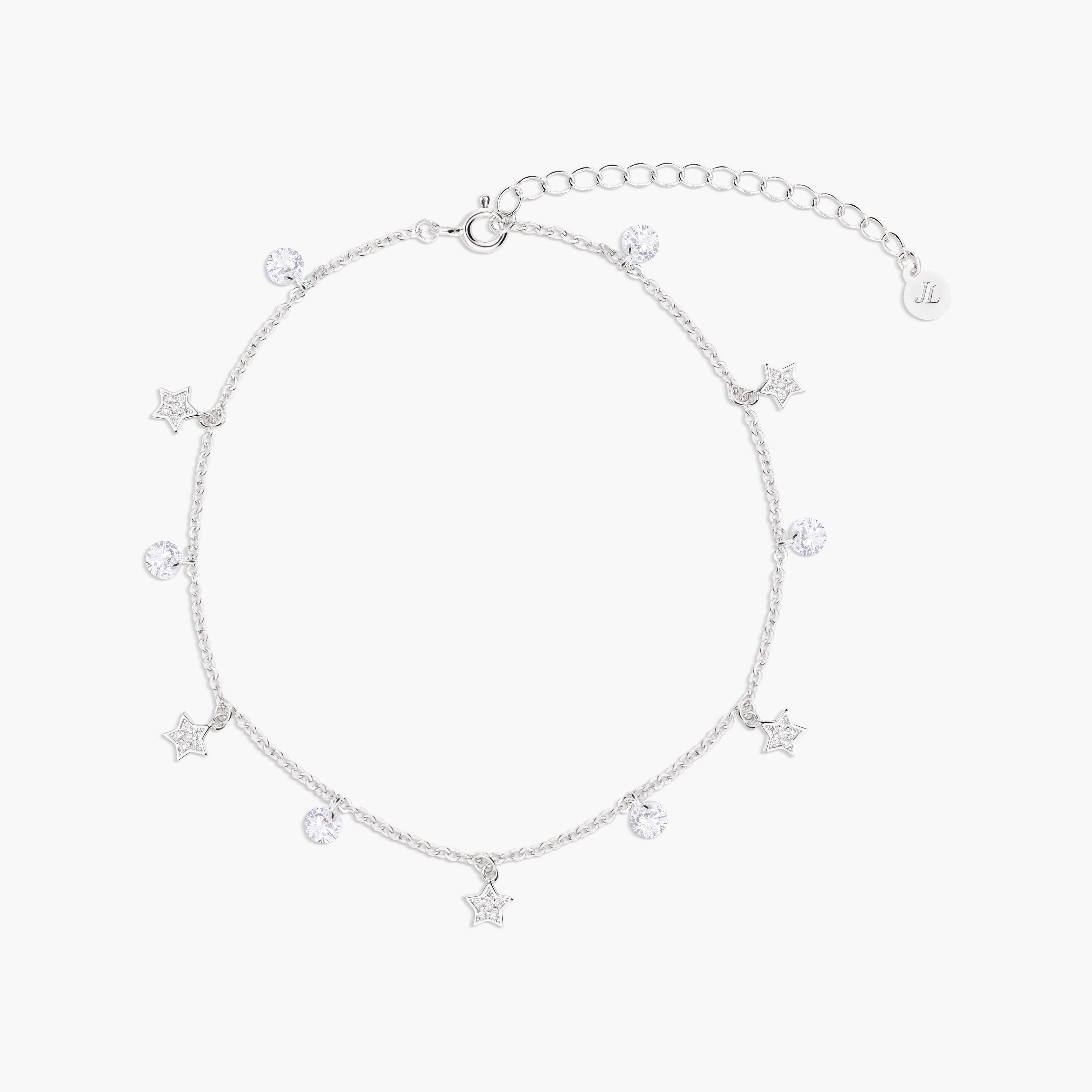 Tobillera estrellas de plata 1ª ley 22 cm