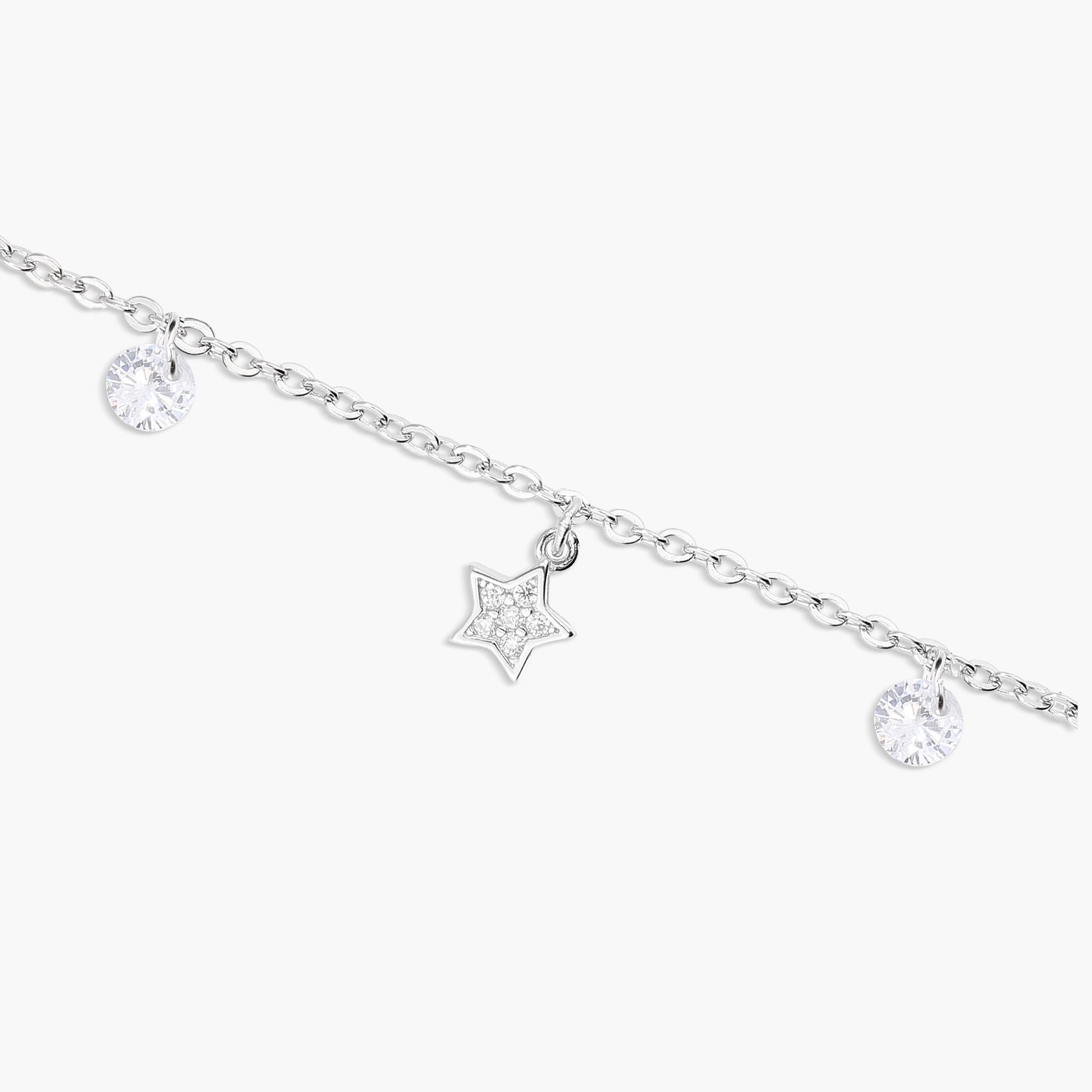 Tobillera estrellas de plata 1ª ley 22 cm