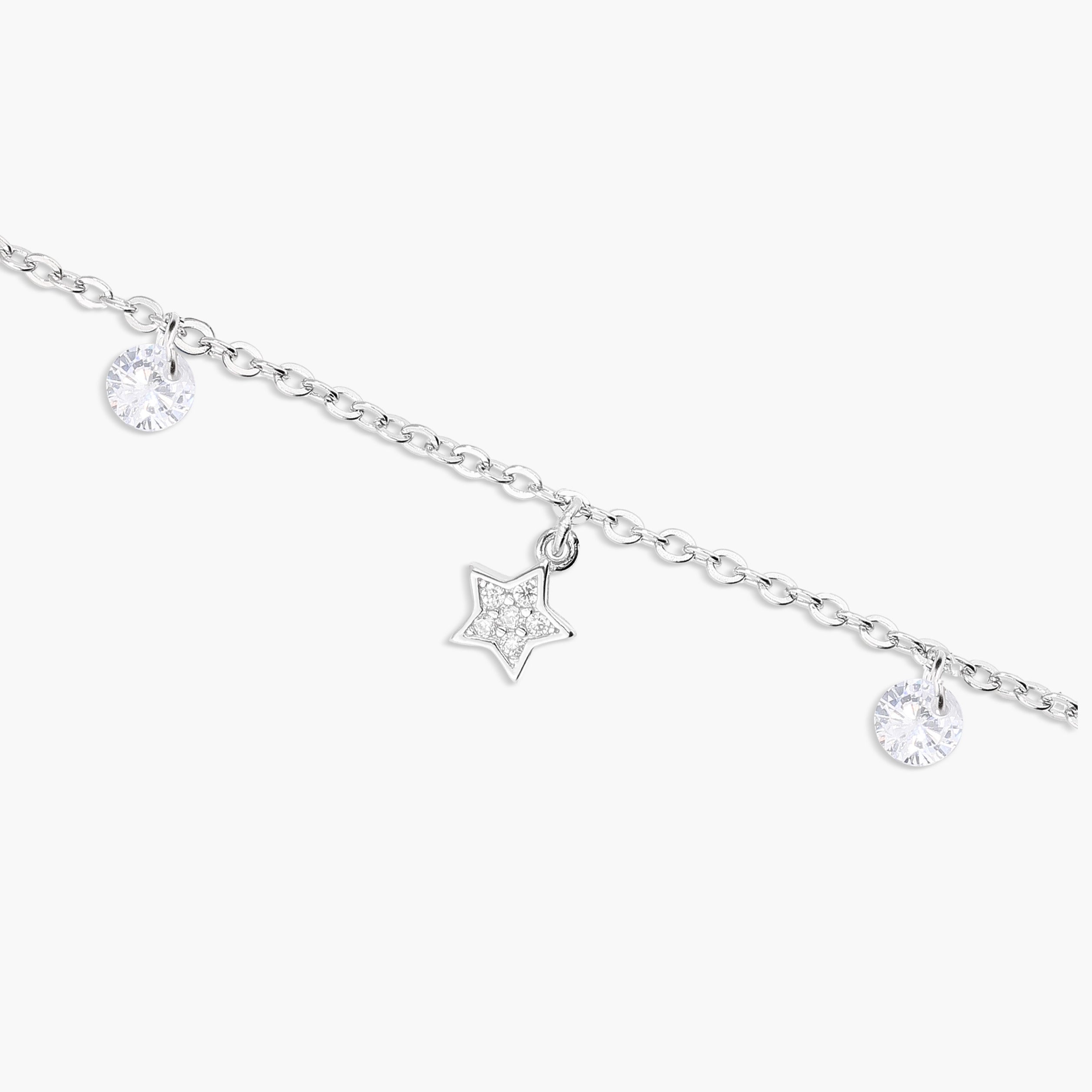 Tobillera estrellas de plata 1ª ley 22 cm