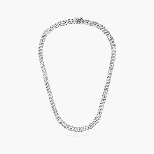 Gargantilla de plata 1ª ley circonitas 40 cm malla barbada