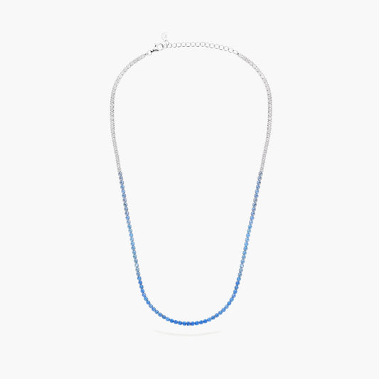 Gargantilla de plata 1ª ley circonitas azul 40-45 cm RAINBOW TENNIS