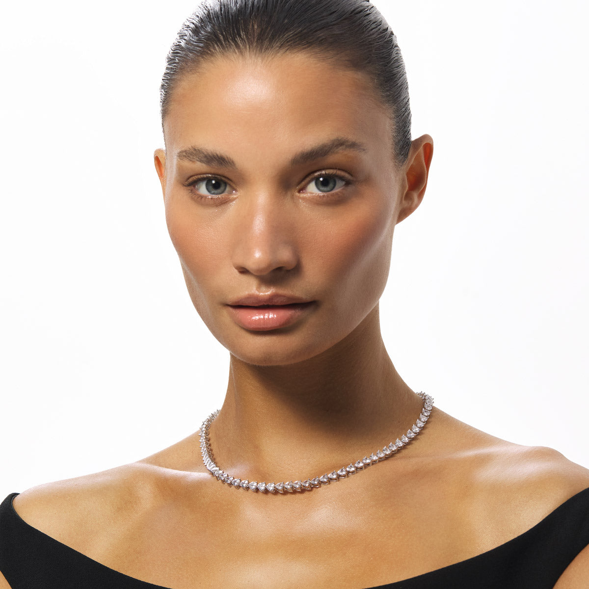 Gargantilla corazones de plata 1ª ley circonitas 39-44 cm FANCY LOVE