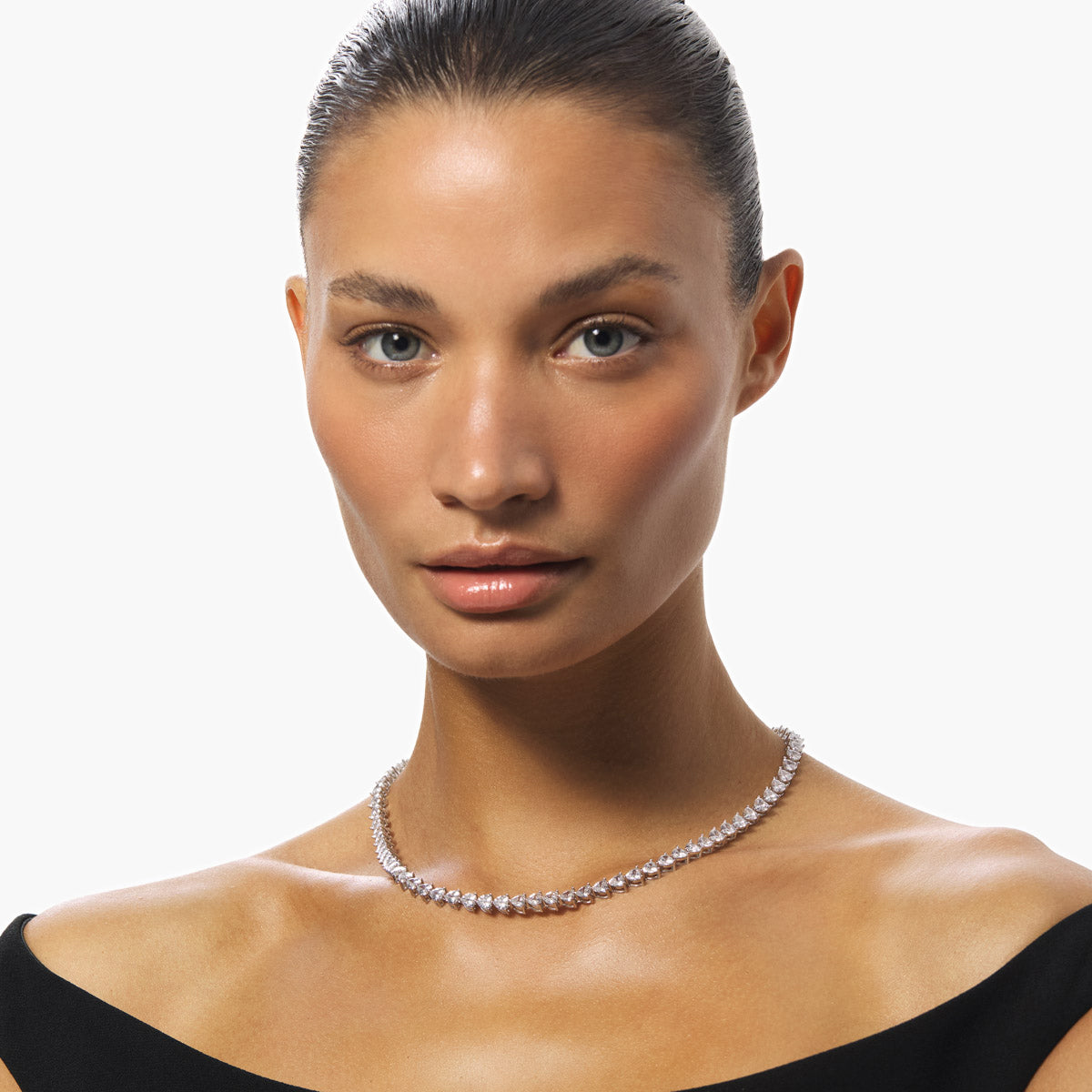 Gargantilla corazones de plata 1ª ley circonitas 39-44 cm FANCY LOVE